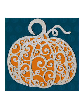 Orange Pumpkin with Silver Outlines
